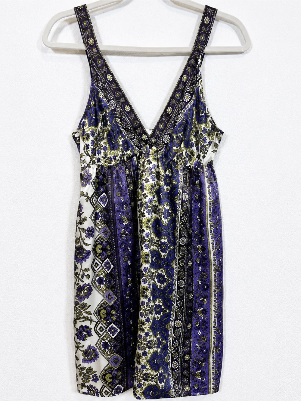 Vintage Y2K Oscar de la Renta Boho Floral Slip Dress Purple Patchwork Chemise S
